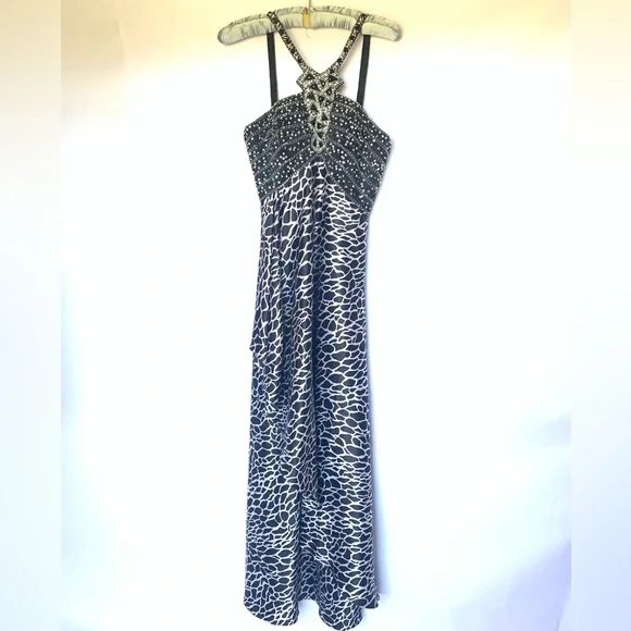open lace back dress Velvi Lace-Up Sheer-Corset Long Prom Dress Ivy Smoky Blue / 2